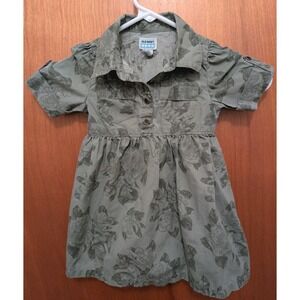 Old Navy Green Floral Collared Dress Girls Toddler Size 18-24 Months Cotton Poly
